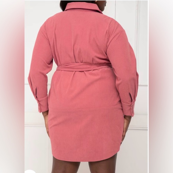 Eloquii Elements Corduroy Belted Shirtdress in Rose Mauve Size 20 - Picture 3 of 7